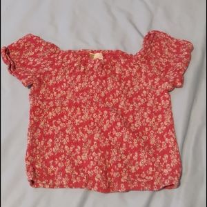 Pink ruched crop top